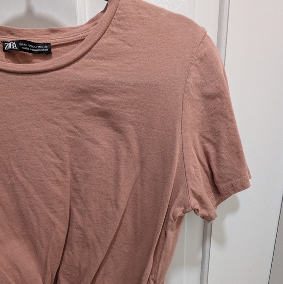 Zara Front Twist Cotton Shirt Size Medium - Picture 5 of 7